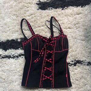 NWT Tripp NYC Babydoll Corset Top Women’s M Punk Goth Grunge Y2K Emo Pink Scene